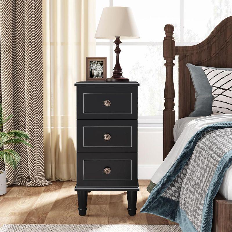 Tribesigns Solid Wood End Table with 3 Drawers