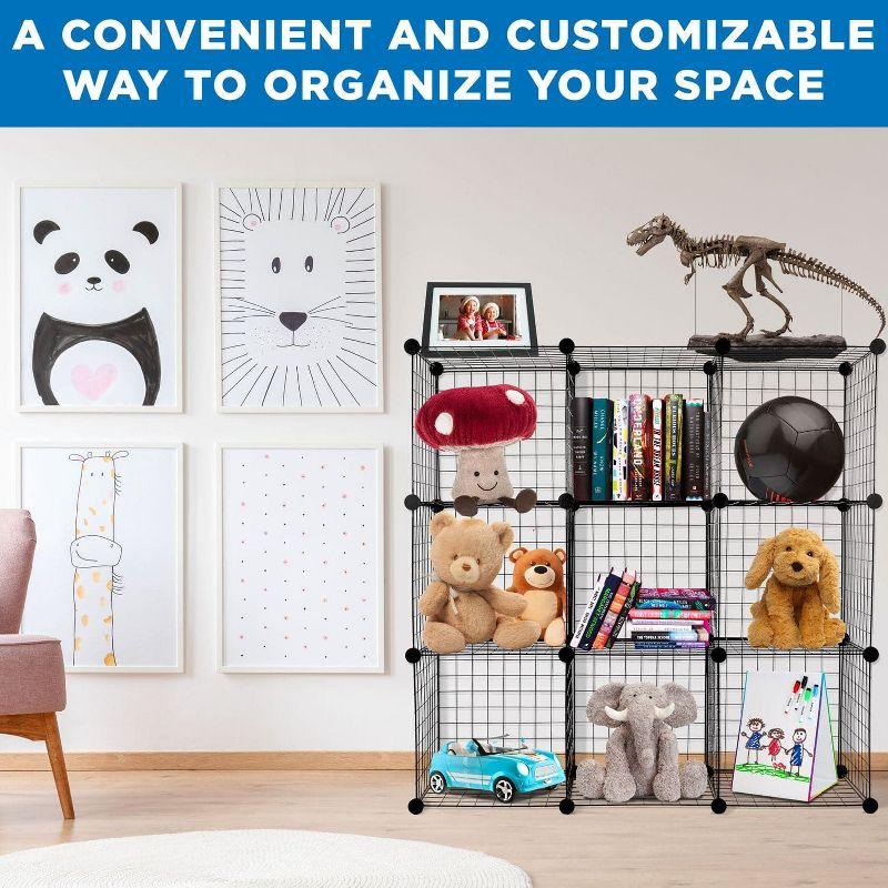 Mount-It! Wire Storage Cubes, 9-Cube Metal Grid Organizer | Modular Wire Shelving Units, DIY Closet Cabinet Organizer | 14" W x 14" H
