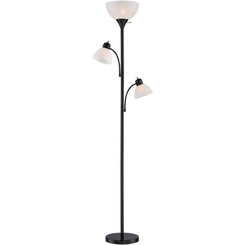 360 Lighting Bingham Modern Torchiere Floor Lamp with Side Lights 71 1/2" Tall Black Metal White Shade for Living Room Reading Bedroom Office House