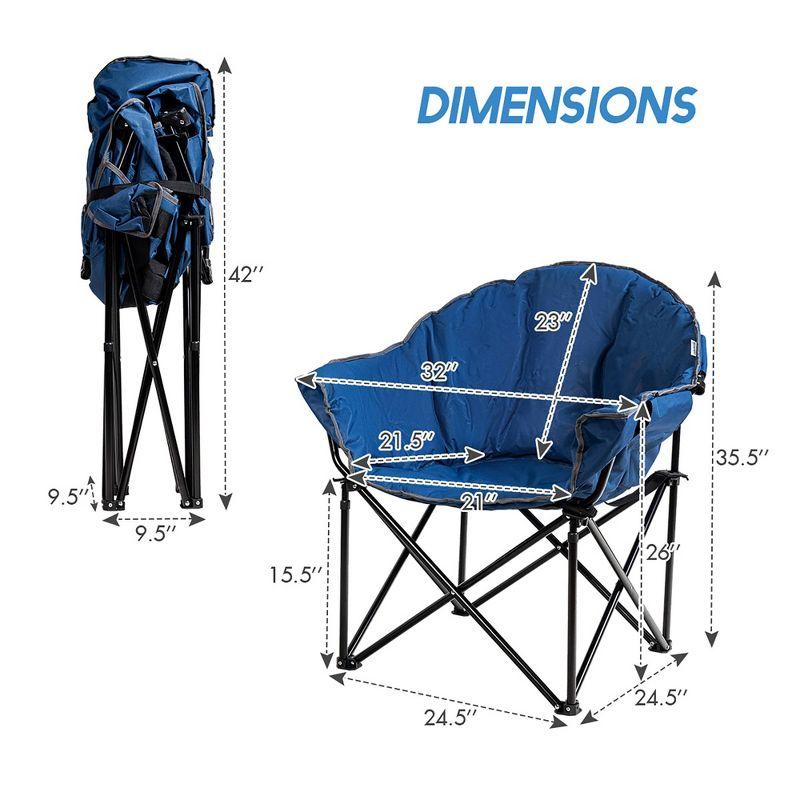 Navy Padded Folding Camping Moon Chair with Steel Frame