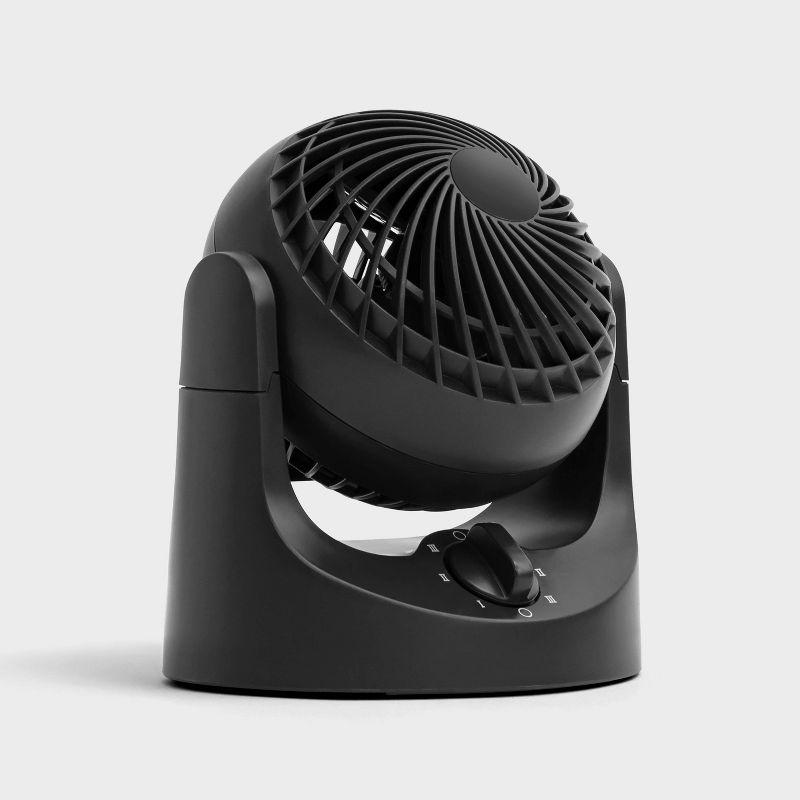 IRIS 3 Speed Desk Oscillating Fan: Portable Small Fan for Desk, Adjustable Tilt, 3 Speeds, Black, Electric, 4.75" Blade