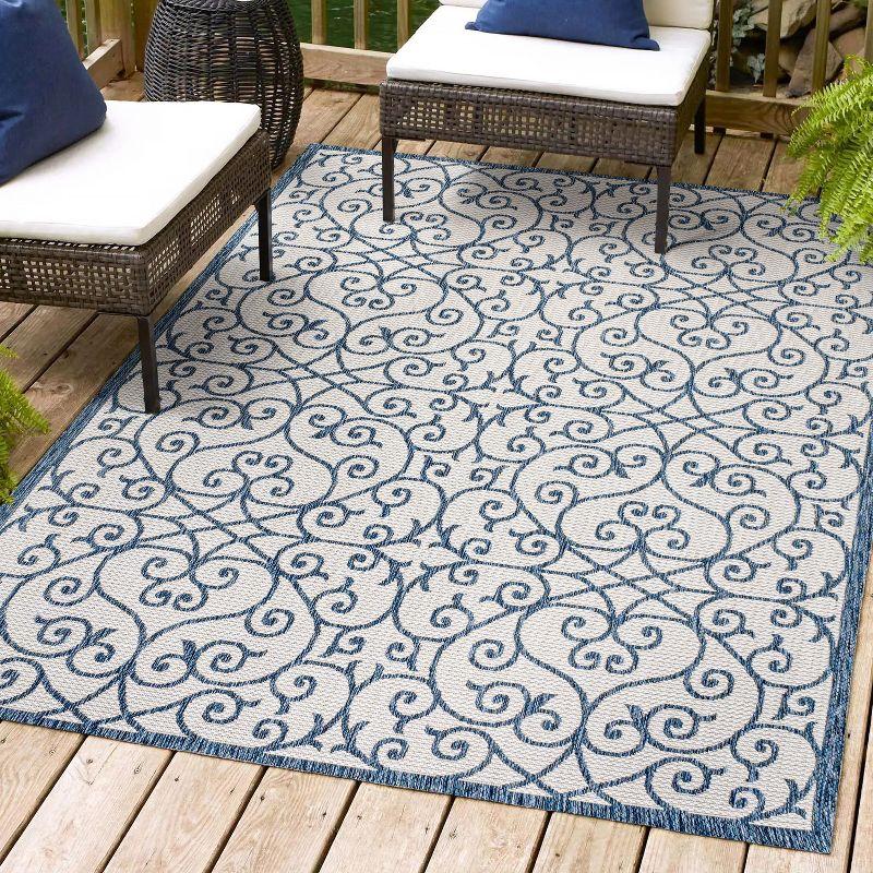 Madrid Vintage Filigree Textured Weave Indoor/Outdoor Area Rug - JONATHAN Y