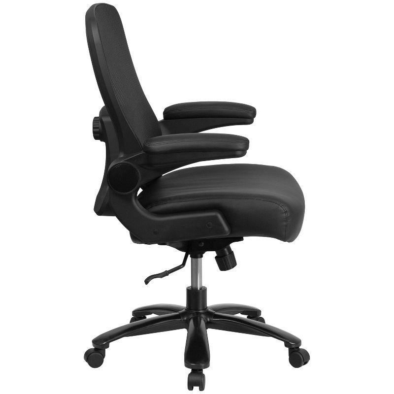 Hercules High-Back Executive Swivel Chair with Adjustable Arms in Black Leather/Mesh