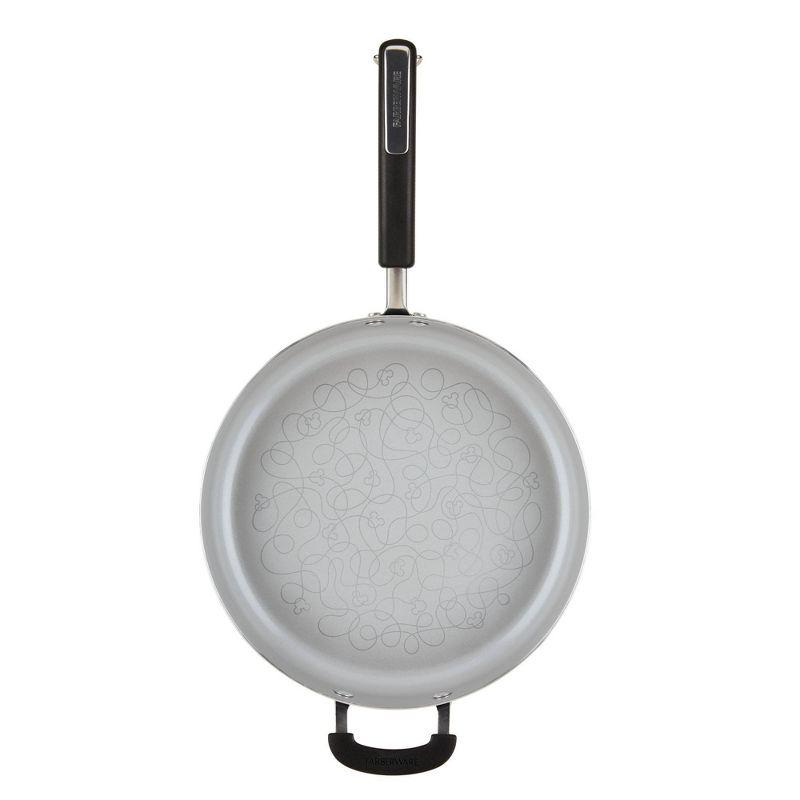 Blue 4.5-Quart Nonstick Aluminum Saute Pan with Lid and Helper Handle