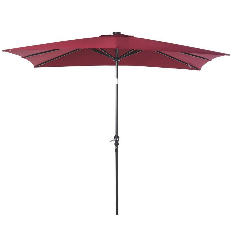 Wine Red Solar LED Lighted Patio Umbrella with Tilt & Crank