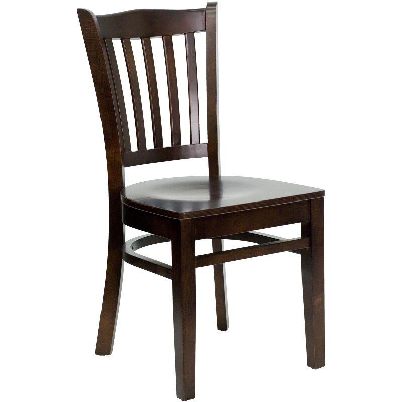 Emma and Oliver 2 Pack Vertical Slat Back Wooden Restaurant Chair