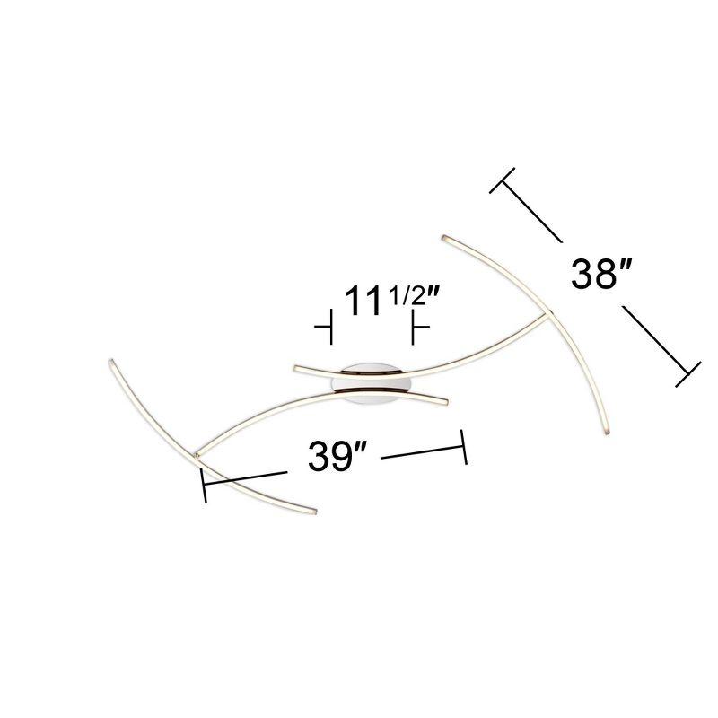 Pro Track Wilfax 4-Arm LED Ceiling Track Light Fixture Kit Adjustable Silver Chrome Finish Modern Large Kitchen Bathroom Living Room 97 1/2" Wide