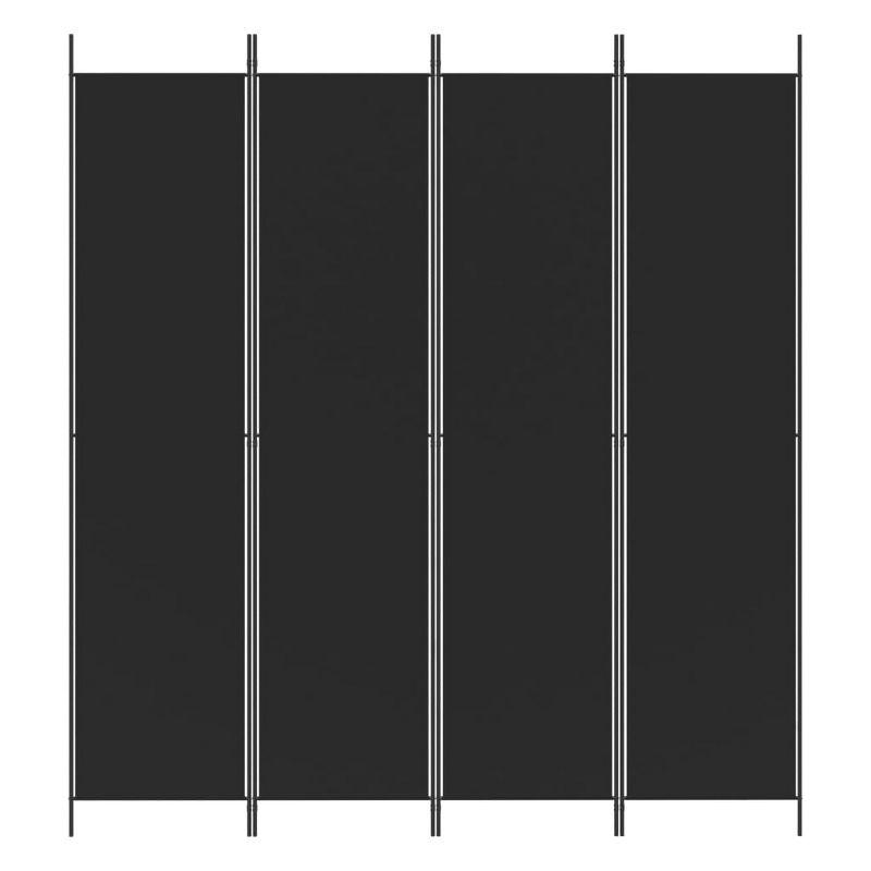 vidaXL 4-Panel Room Divider in Black Fabric - Versatile aid to Create Privacy, Block Sunlight and Enhance Decor - Foldable, Easy to Store and Assemble