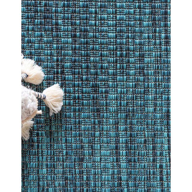 Unique Loom 9' 0 x 12' 2 Rectangle Indoor/Outdoor Border Teal Area Rug