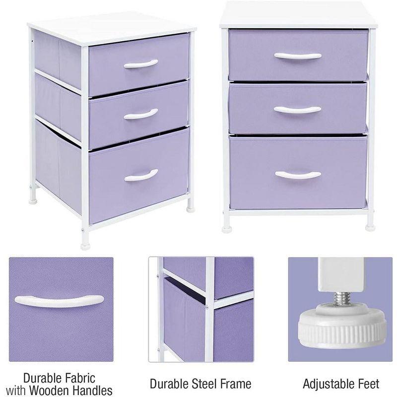 Sorbus Sorbus 3 Drawers Nightstand with Steel Frame, Wood Top & Fabric Bins