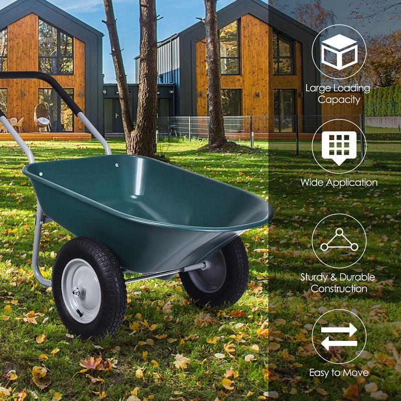 Costway 2 Tire Wheelbarrow Cart Heavy-duty Dolly Utility Cart Green
