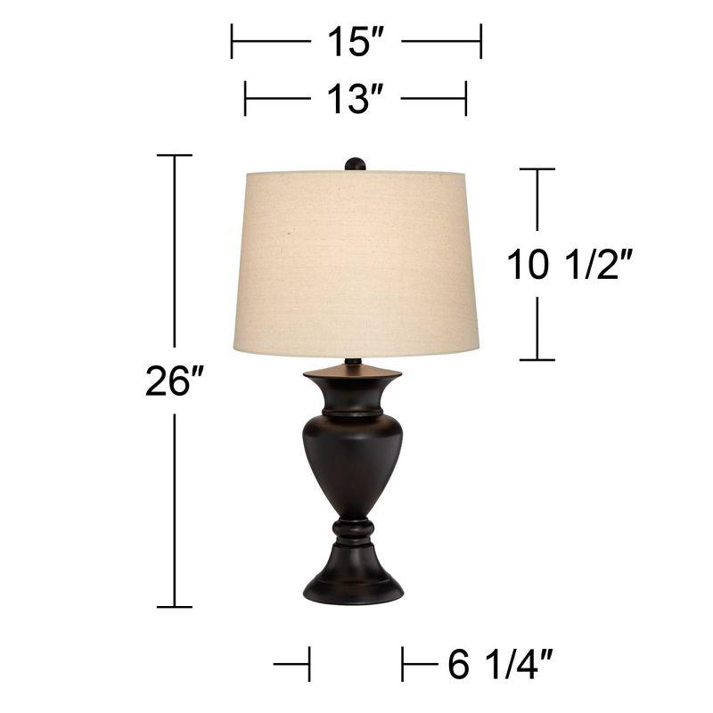 Regency Hill Traditional Table Lamps 26" High Set of 2 Dark Bronze Urn Ivory Tapered Drum Shade for Living Room Family Bedroom Nightstand