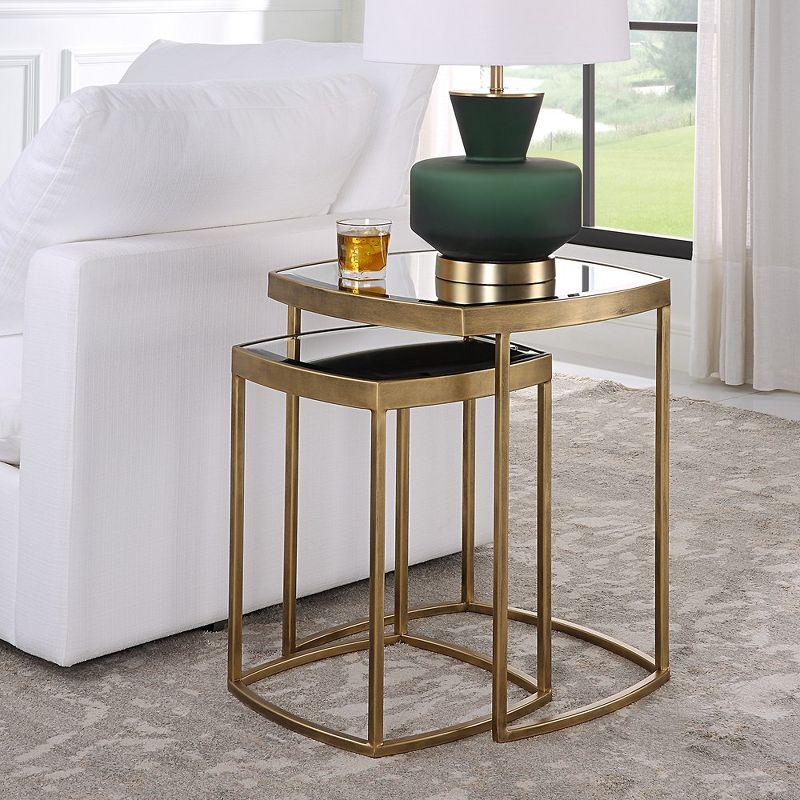 Vista Gold Mirrored Square Nesting Tables, Set of 2