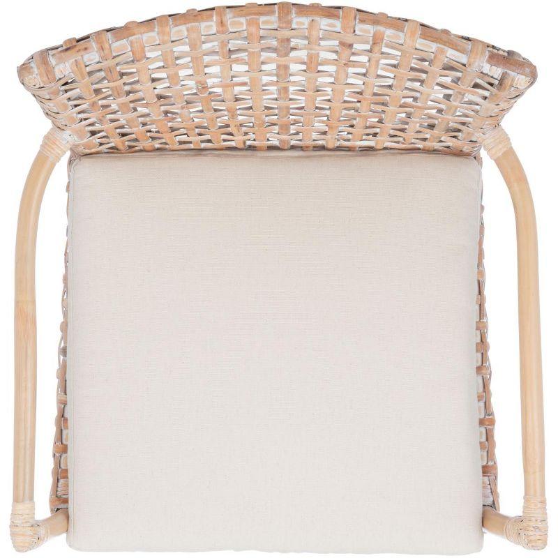 Collette Rattn Accent Chair W/ Cushion - ACH6515 - White/White Washed - Safavieh