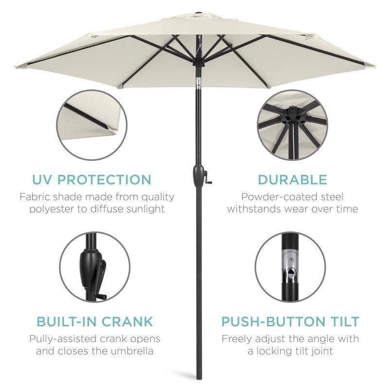 Best Choice Products 7.5ft Heavy-Duty Outdoor Market Patio Umbrella w/ Push Button Tilt, Easy Crank - Ivory