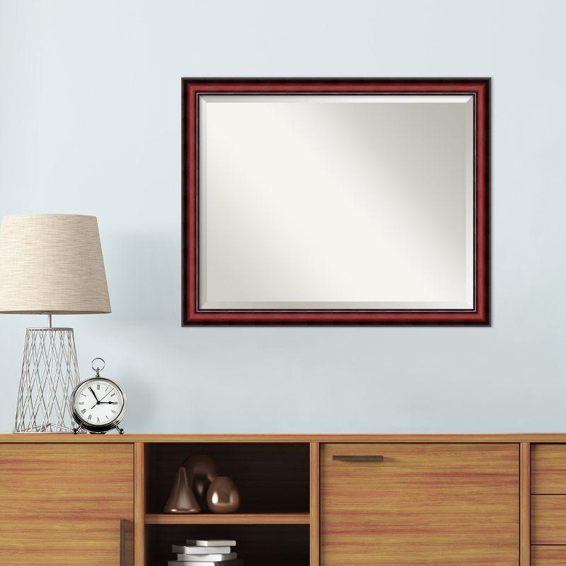 Amanti Art Rubino Cherry Scoop Beveled Wood Framed Wall Mirror