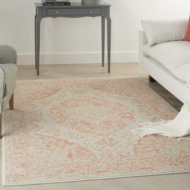 Nourison Tranquil Vintage Persian Center Medallion Area Rug Ivory Pink 5'3" x 7'3"
