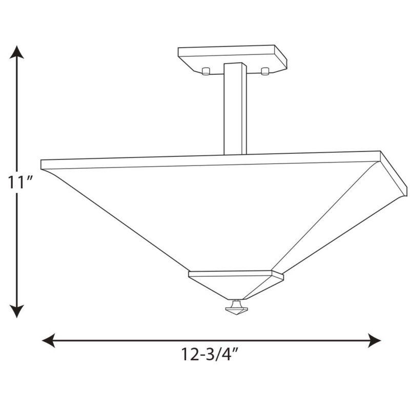 Progress Lighting Clifton Heights 2-Light Semi-Flush, Brushed Nickel, Etched Square Glass Shade Collection