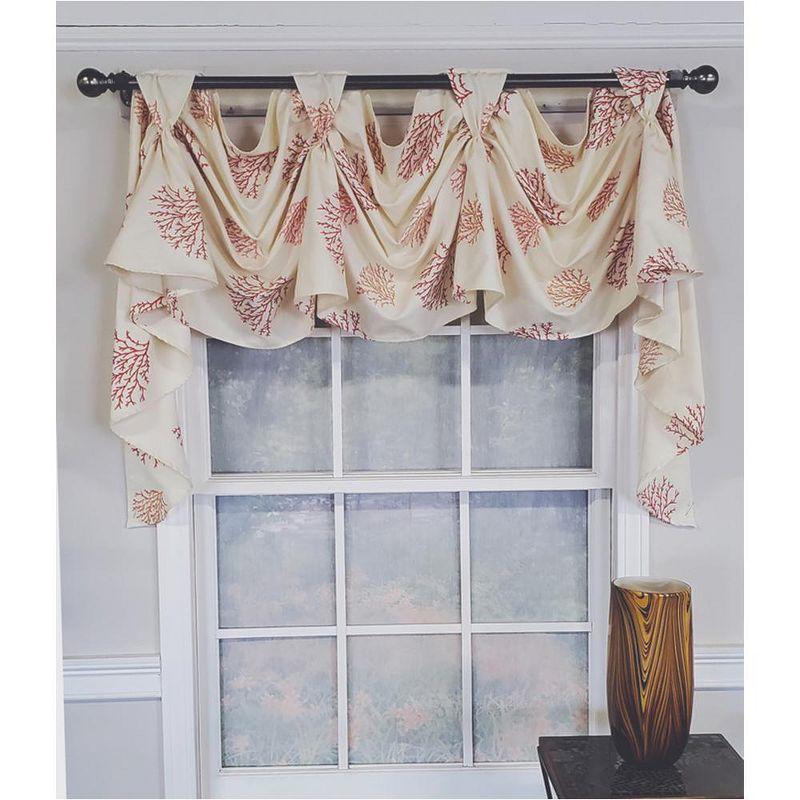 RLF Home Luxurious Modern Design Classic Deep-Sea Victory Swag 3-Scoop Window Valance 50" x 25" Coral