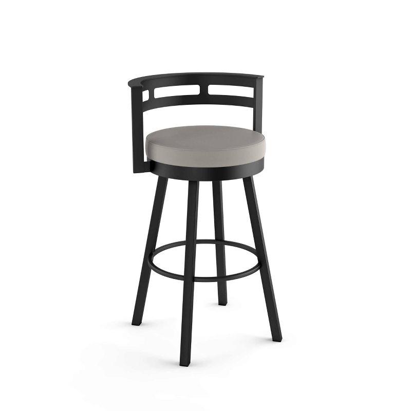 Amisco Render Upholstered Counter Height Barstool Taupe/Black: Faux Leather, Steel Frame, 26" Seat