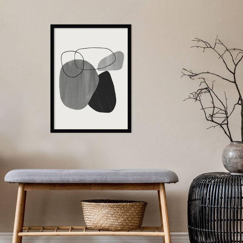 19" x 25" Black and Gray Abstract Matte Framed Wall Art