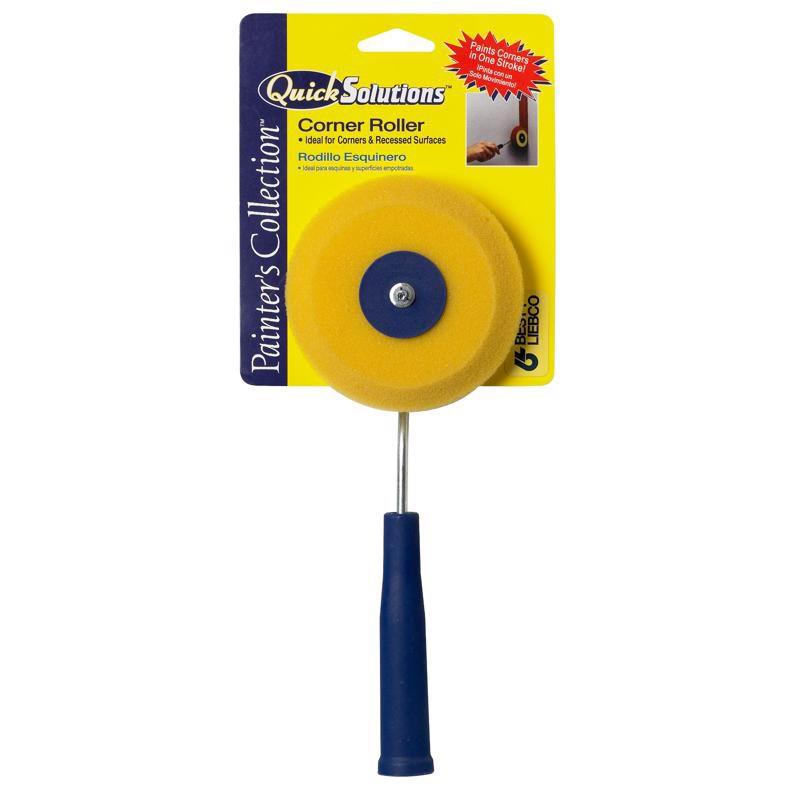 Quick Solutions Yellow Foam Corner Paint Roller with Plastic Handle