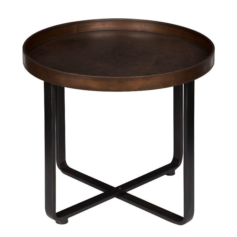 Zabel Round Bronze and Black Metal End Table, 24.5"