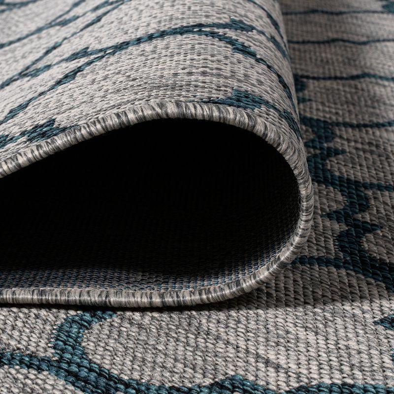 8'x10' Arabesque Ogee Trellis Indoor/Outdoor  Area Rug, Gray/Teal - JONATHAN Y