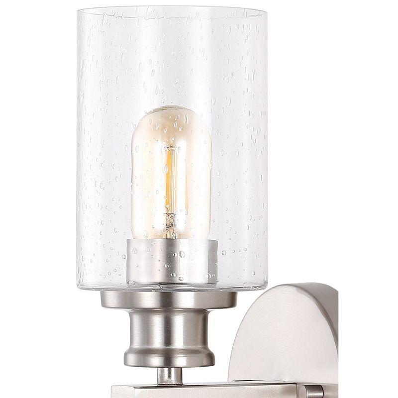JONATHAN Y Jules Edison 16.5" Cylinder 2-Light Iron/Seeded Glass Farmhouse Contemporary LED Wall Sconce, Nickel