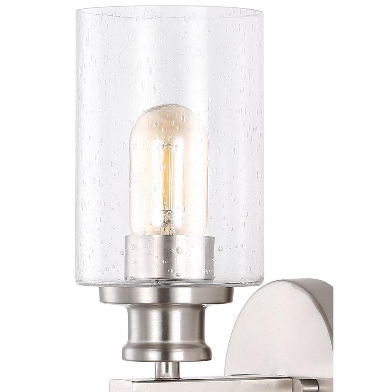 JONATHAN Y Jules Edison Cylinder 2-Light Iron/Seeded Glass Farmhouse Contemporary LED Wall Sconce