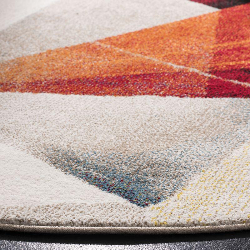 Porcello PRL6940 Power Loomed Indoor Accent Rug - 4' Round - Light Grey/Orange - Safavieh