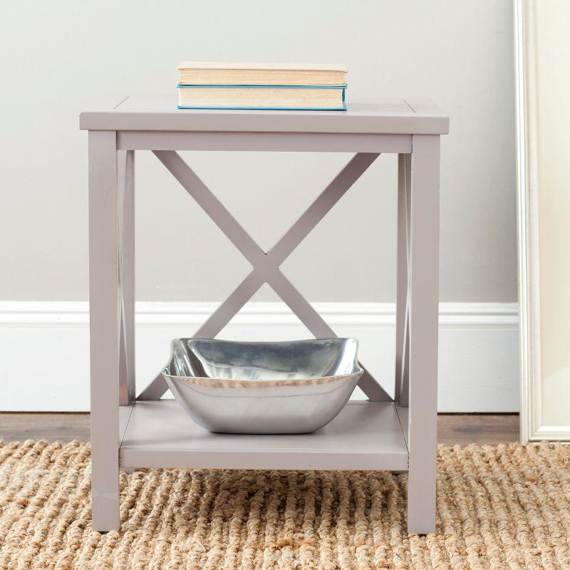 Transitional Grey Rectangular End Table with X-Back Detailing