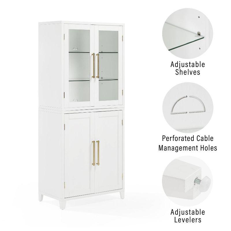 Crosley 70" Roarke Pantry Storage Cabinet with Glass Door Hutch White