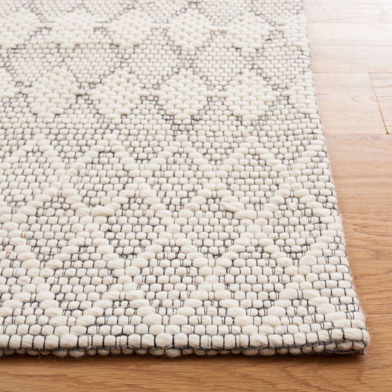 Ivory Flat Woven Wool Rectangular Area Rug