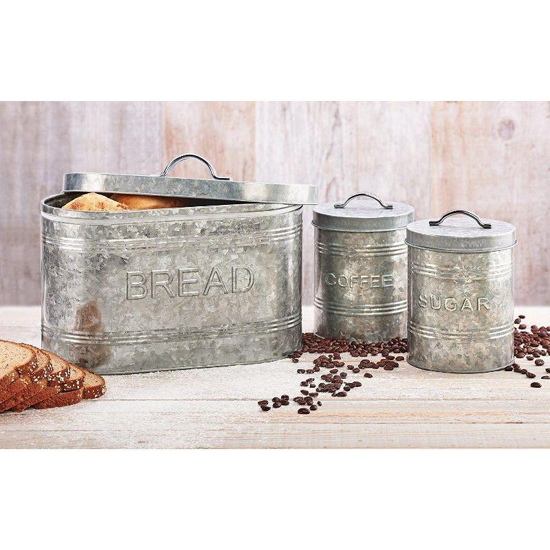 Amici Home Rustic Kitchen Collection Galvanized Metal Storage Canister, Food Safe, Sugar Relief, 76 Ounce
