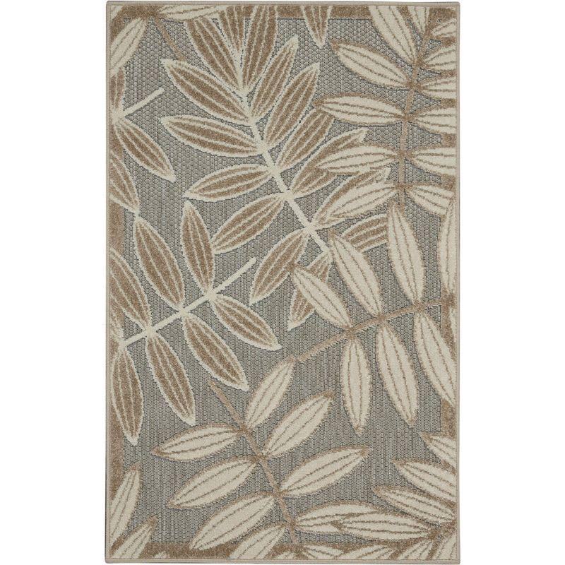 Nourison Aloha Floral Leaf Flatweave High-Low Indoor Outdoor Area Rug Natural 2'8" x 4'