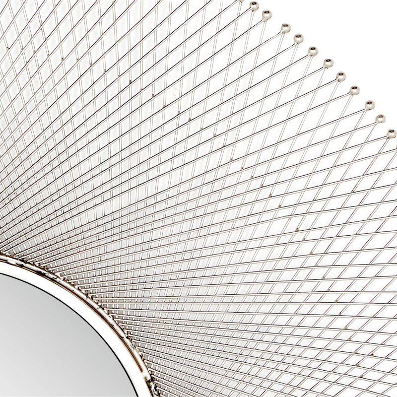 45" x 45" Metal Starburst Wall Mirror Silver - Olivia & May: Iron Frame, Round Shape, No Assembly Required