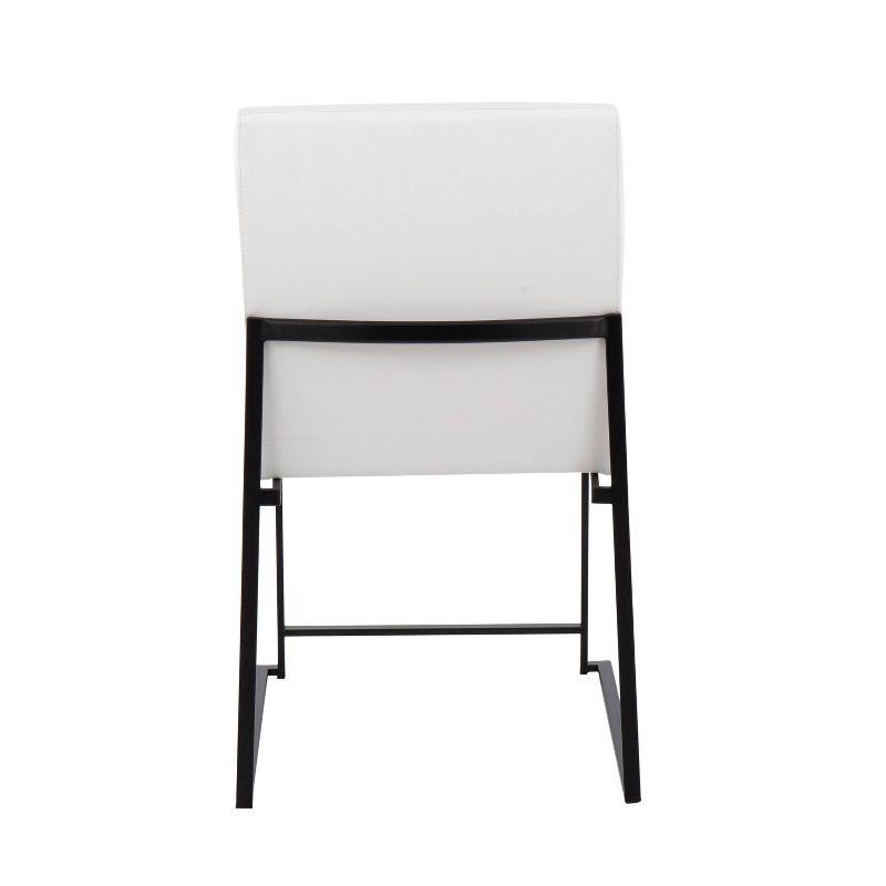 Fuji High Back Contemporary White Faux Leather Side Chair with Black Steel Frame