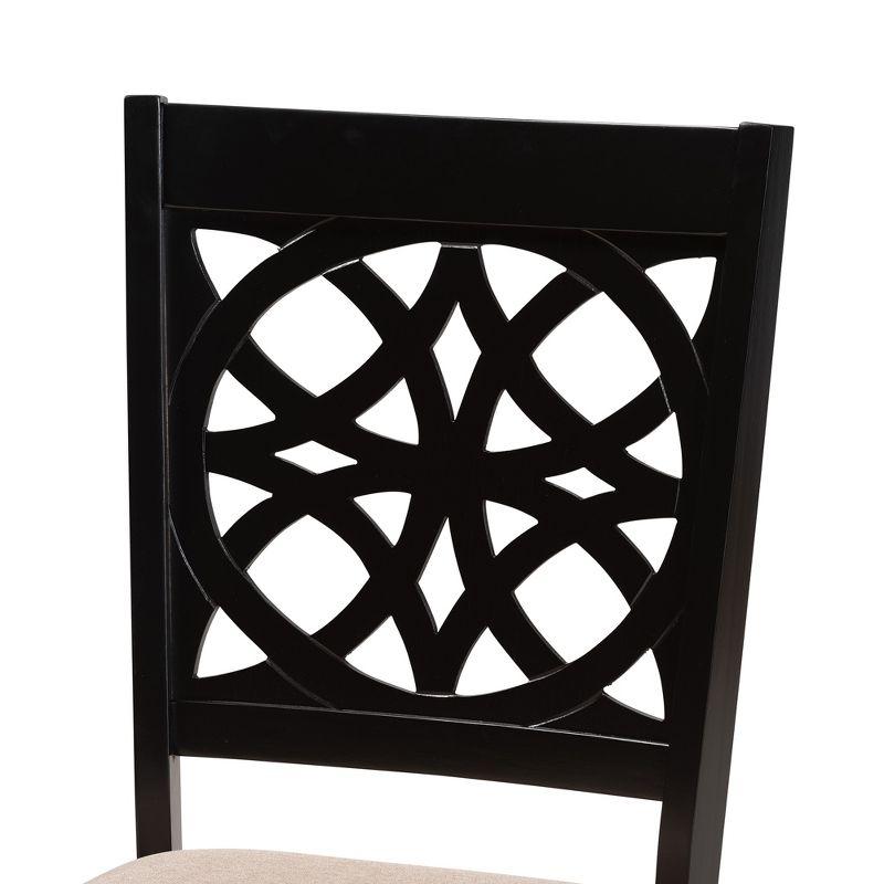 Baxton Studio Abigail Modern Beige Fabric and Dark Brown Finished Wood 2-Piece Dining Chair Set