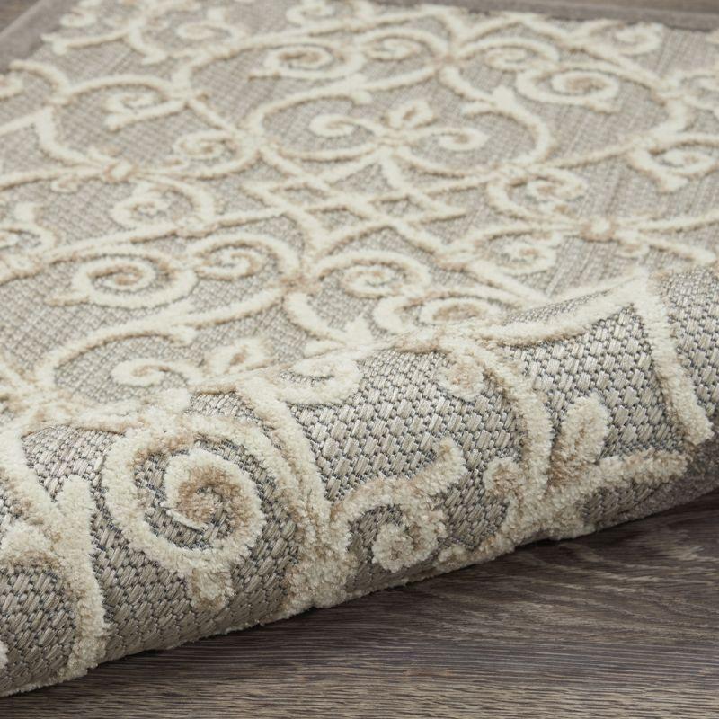 Nourison Aloha Contemporary Scroll Flatweave High-Low Indoor Outdoor Area Rug Natural 3'6" x 5'6"
