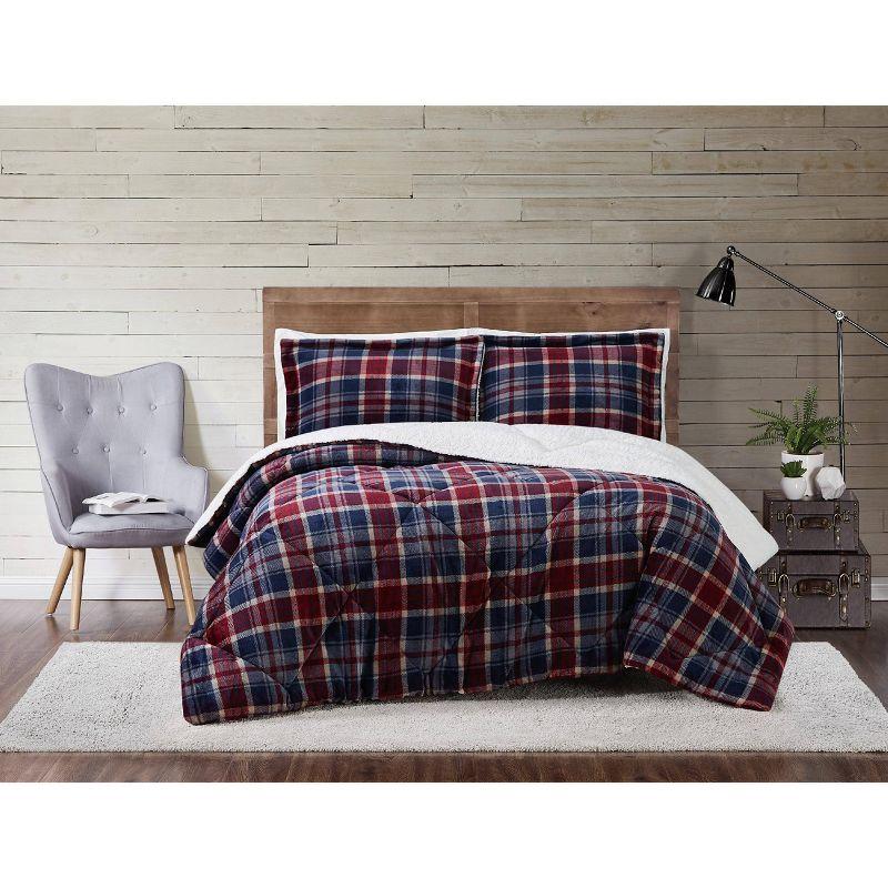 King Blue and Red Reversible Down Alternative Comforter Set