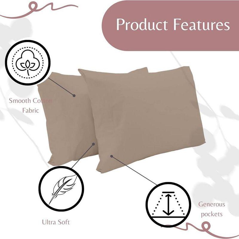 Superity Linen King Pillow Cases  - 2 Pack - 100% Premium Cotton - Open Enclosure - Taupe