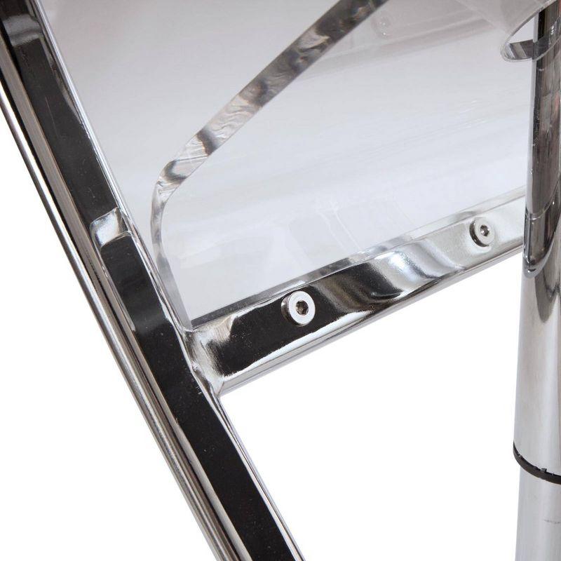 LeisureMod Napoli Transparent Acrylic Bar Counter Stool, Modern Clear Seat with Chrome Base for Kitchen Island and Home Bar