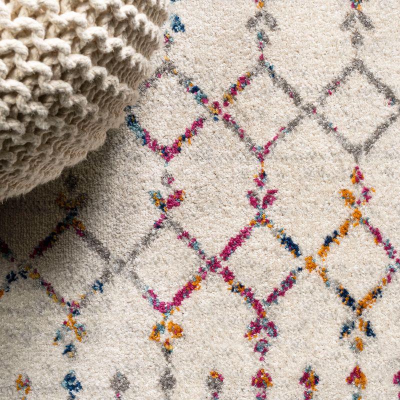 JONATHAN Y Moroccan HYPE Boho Vintage Diamond Ivory/Multi 5' Square Area Rug
