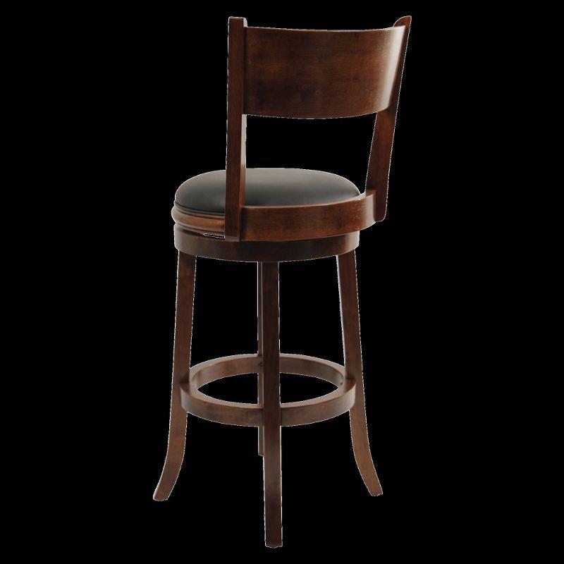 Elegant Walnut Finish Swivel Barstool with Black Faux Leather