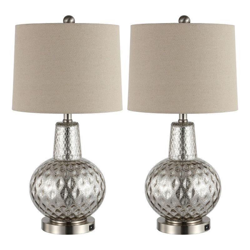 Atlas Table Lamp W/ USB Port - 23.5 Inch Height - TBL4201 - Mercury - Safavieh