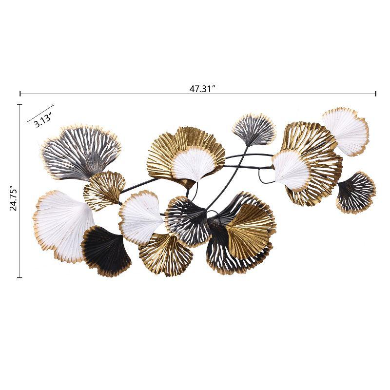 LuxenHome White, Black, and Gold Metal Ginkgo Leaves Modern Wall Decor Multicolored