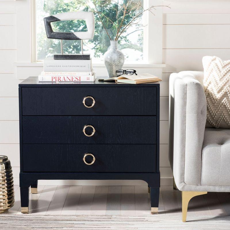 Lorna 3 Drawer Nightstand - FOX6232 - Navy - Safavieh Couture