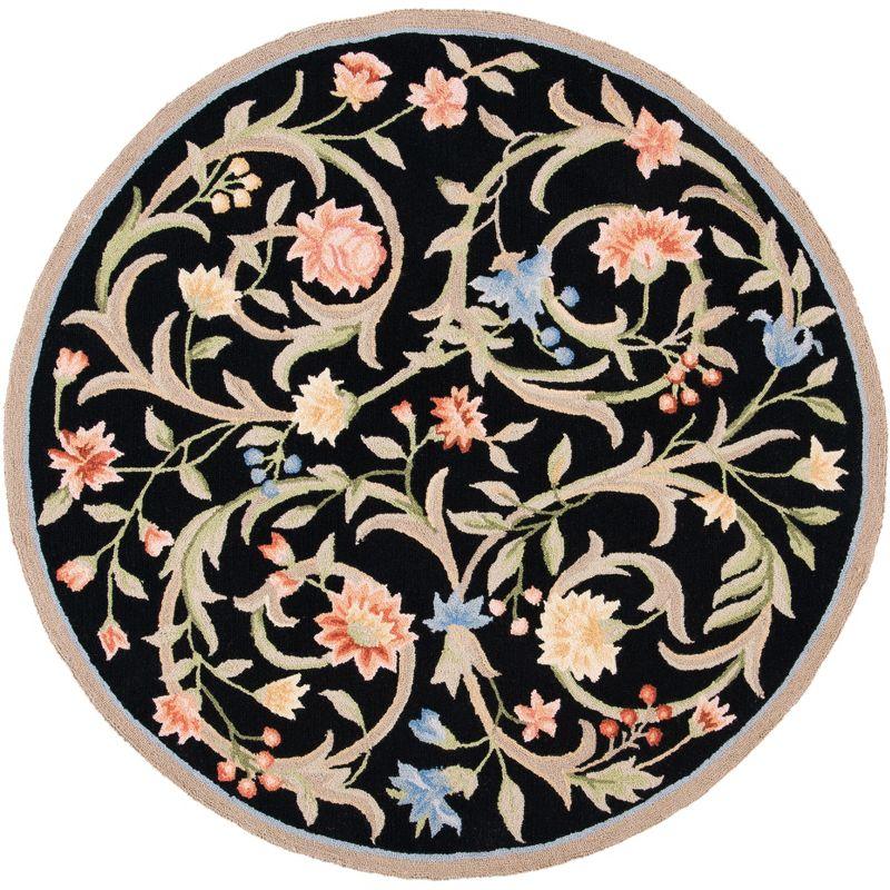 Chelsea HK248 Hand Hooked Area Rug - Black - 7' round - Safavieh.