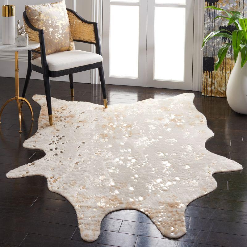 Faux Cowhide FCH207 Power Loomed Indoor Area Rug - Beige/Gold - 6'x8' - Safavieh